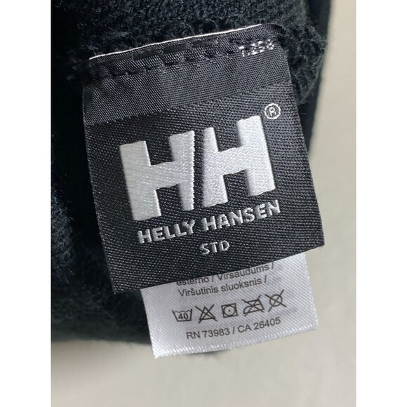 Helly Hansen Black Beanie Hat Embroidery Winter Ski Cap Warm Unisex Fleece OS - Picture 2 of 12